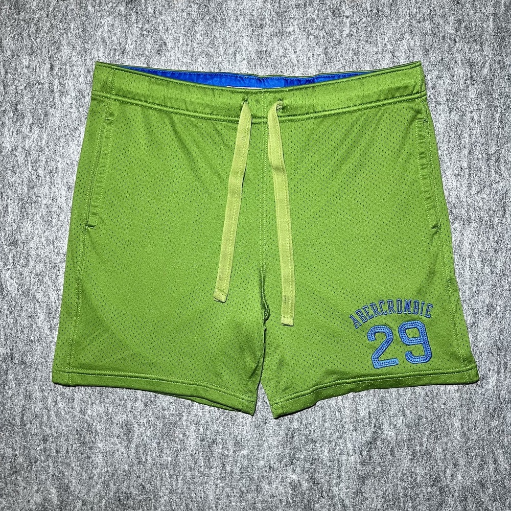 VTG Abercrombie And Fitch Mesh Basketball Shorts Medium Green Logo 6" Inseam